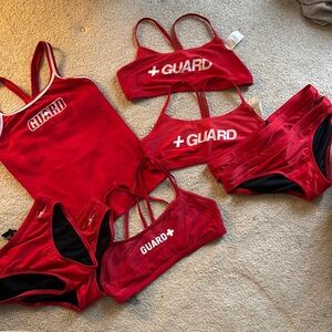Red Lifeguard Swimsuit Set